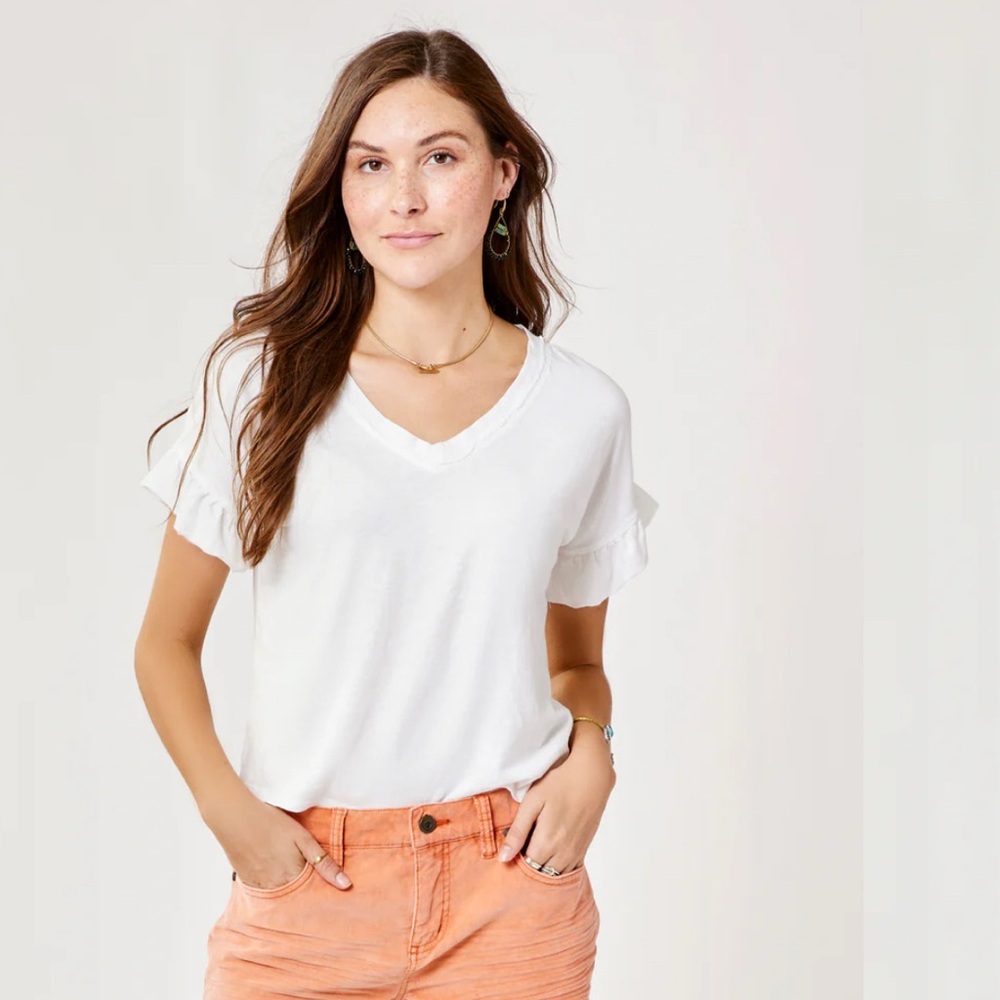 Carve Designs Hazel V Neck Tee in Cloud